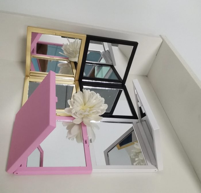 Pocket Square Double Sided Makeup Mirror with Rubber Coating