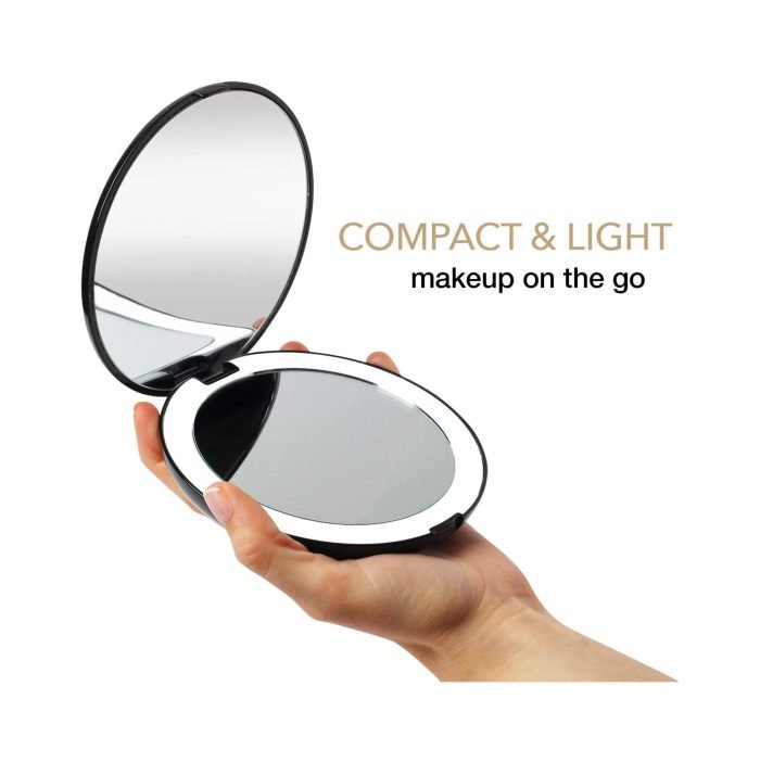 LED Light Mirror Two Sides X1 X10 Compact Makeup Mirror