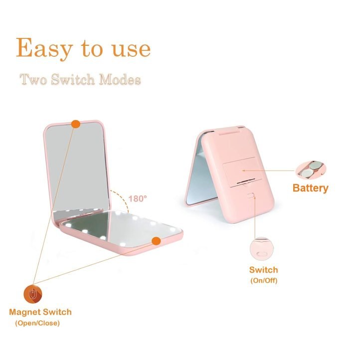 Pocket LED 1X/3X Magnifying Compact Travel Mirror with Light