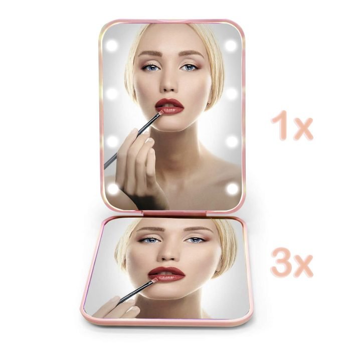 Pocket LED 1X/3X Magnifying Compact Travel Mirror with Light