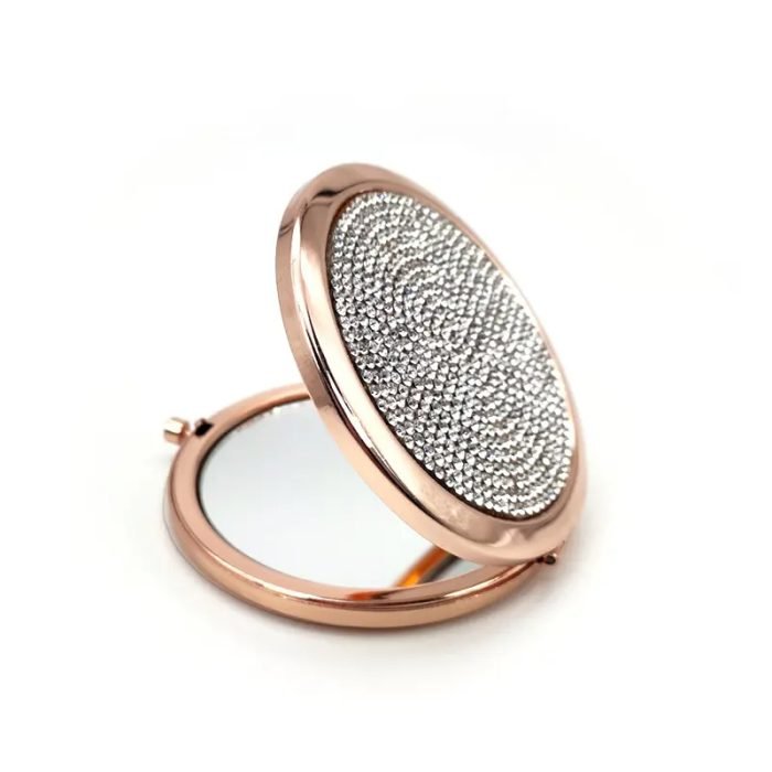 Rose Gold Metal Folded Round Cosmetic Mirror