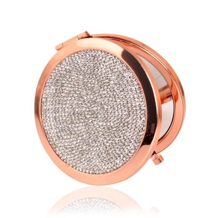 Rose Gold Metal Folded Round Cosmetic Mirror