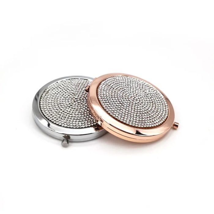 Rose Gold Metal Folded Round Cosmetic Mirror