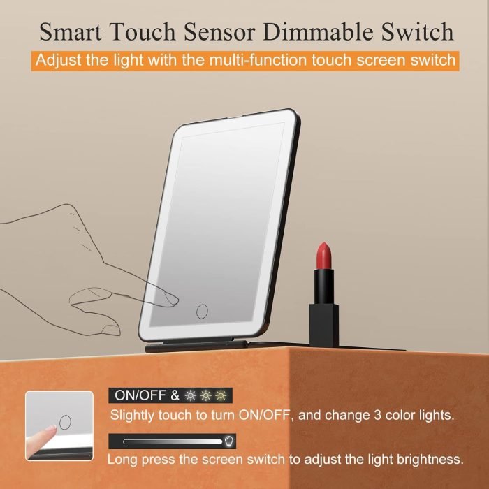 Touch control travel mirror black