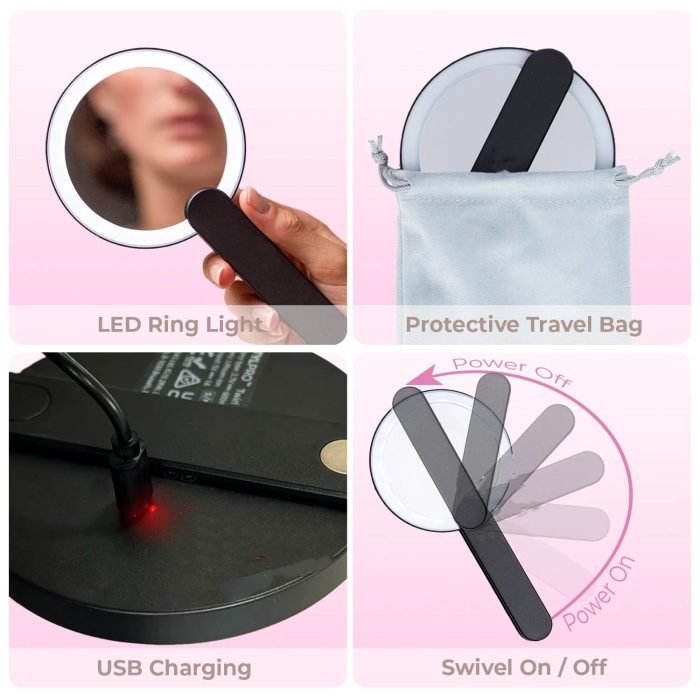 travel folded led handheld makeup Mirror