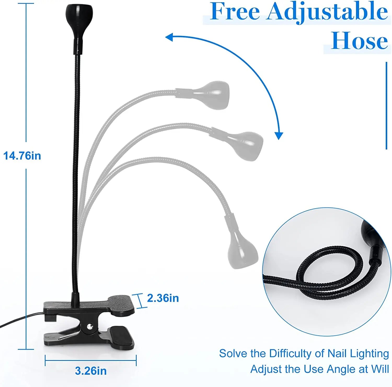 3W Portable 395nm USB LED UV Gel Nail Light with Clip Switch for Nail 
