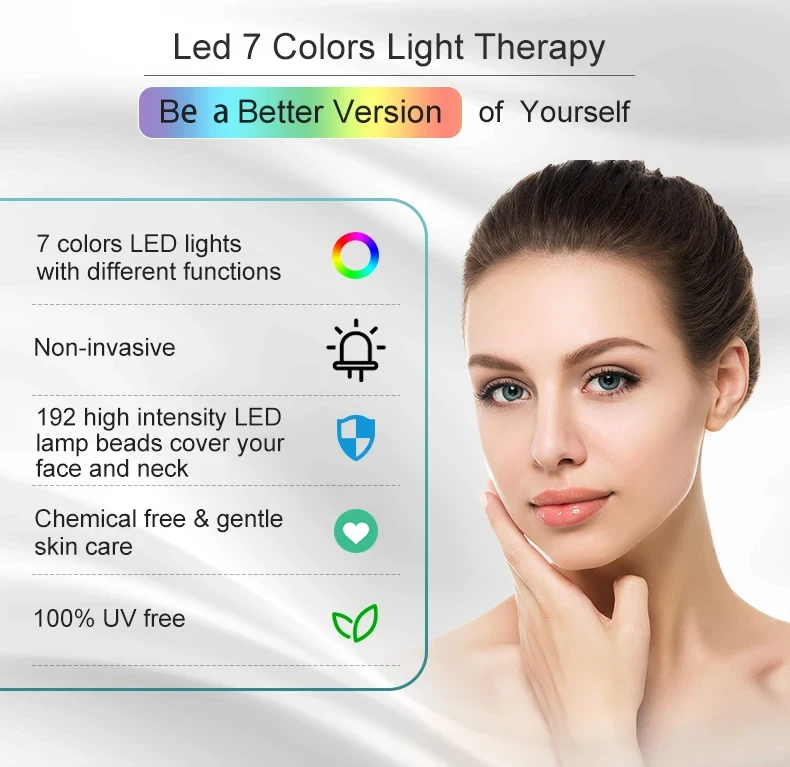 7 Colors Face Neck LED Light Therapy Mask OEM