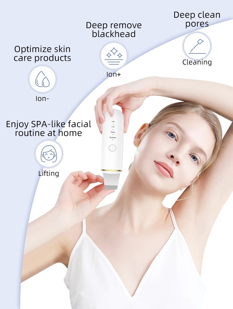 Facial Blackhead Remover Electric Acne Ultrasonic Facial Cleaner Electric Ultrasonic Skin Scrubber Spatula