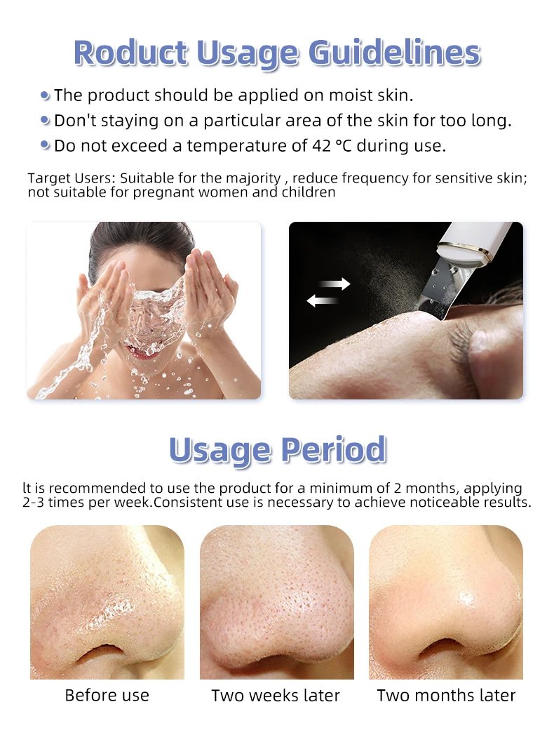 Facial Blackhead Remover Electric Acne Ultrasonic Facial Cleaner Electric Ultrasonic Skin Scrubber Spatula