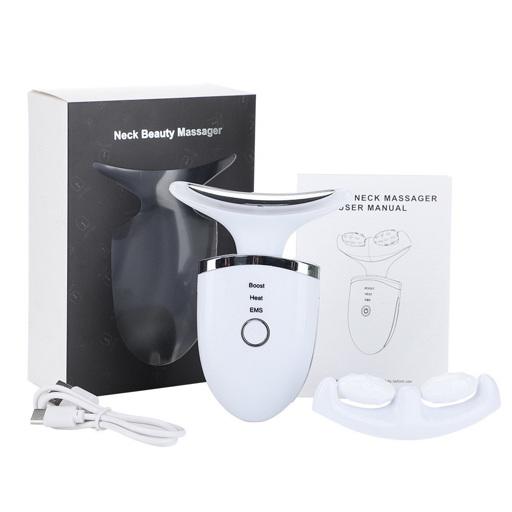 Home EMS micro-current surface neck massager Skin care beauty anti-wrinkle lift neck heating vibration beauty tool 