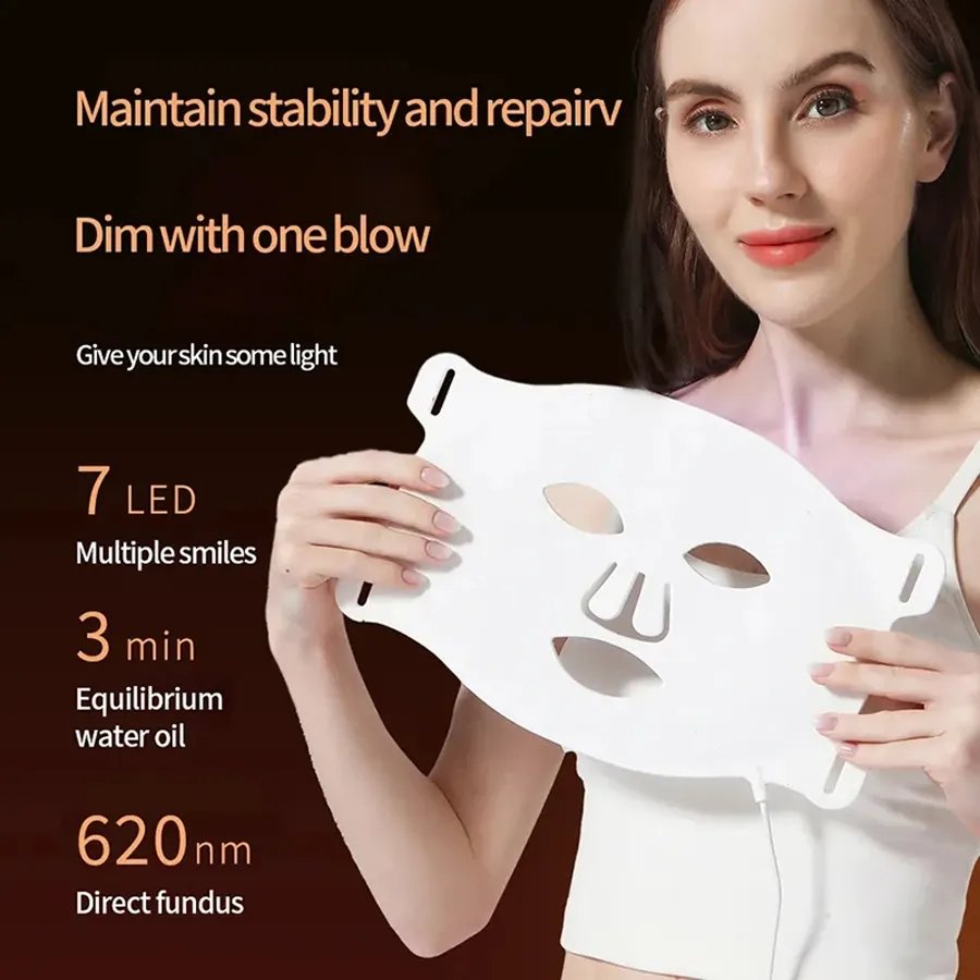 Home Wireless Silicon Skin 7 Led Face LED Mask 
