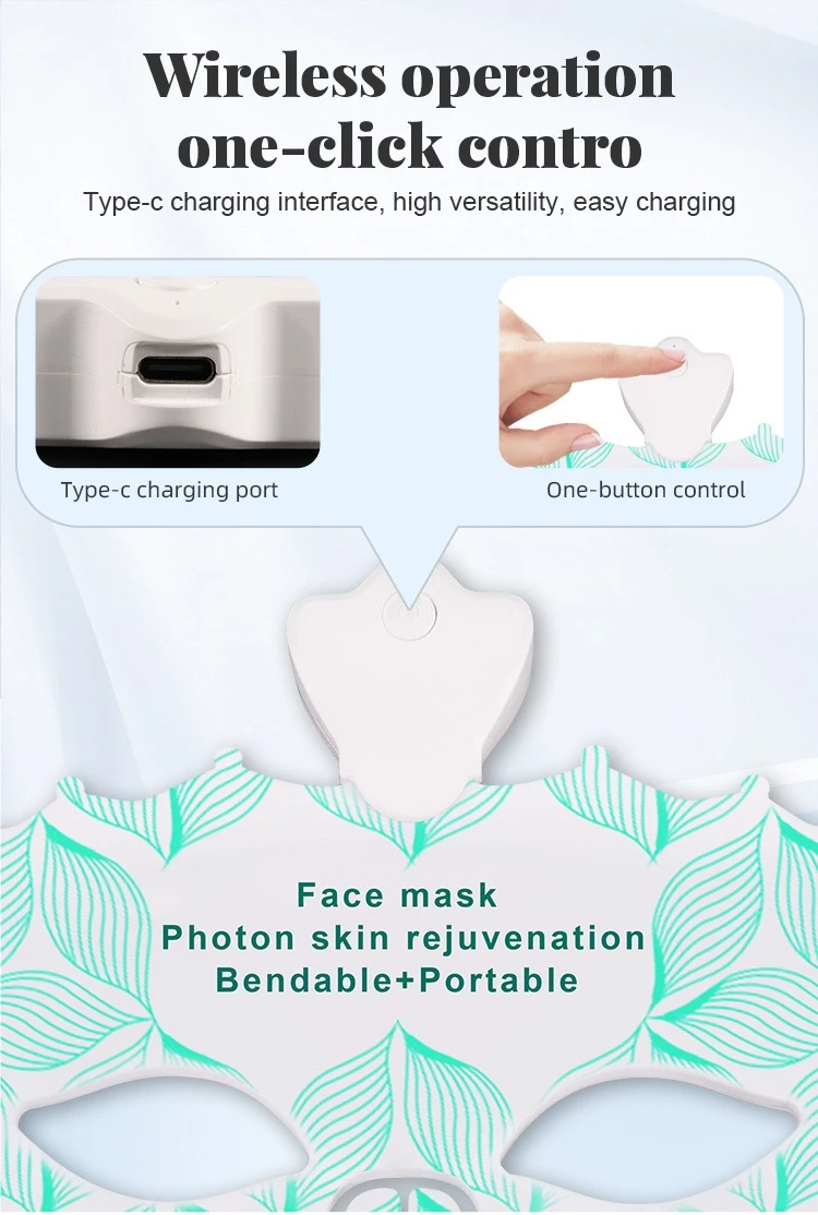 LED Face Mask Wireless Rechargeable Design