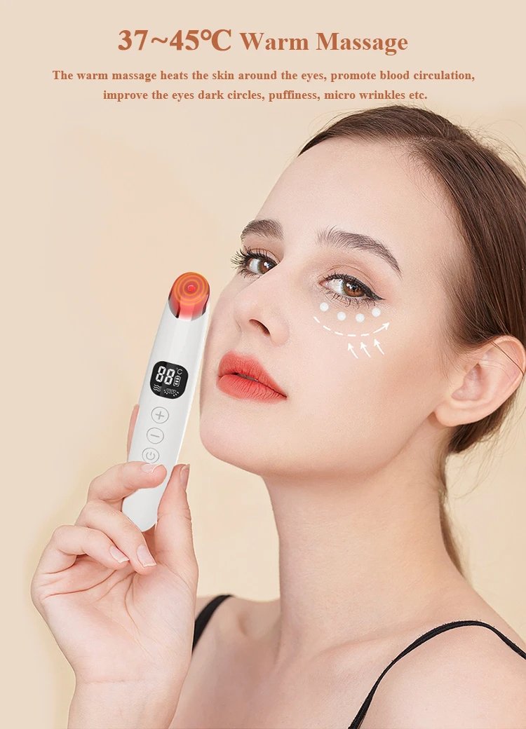 Portable Hot Compress Eye Massage Red light Eye Beauty Device Electric for Dark Circles Puffiness 