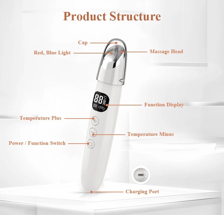 Portable Hot Compress Eye Massage Red light Eye Beauty Device Electric for Dark Circles Puffiness 