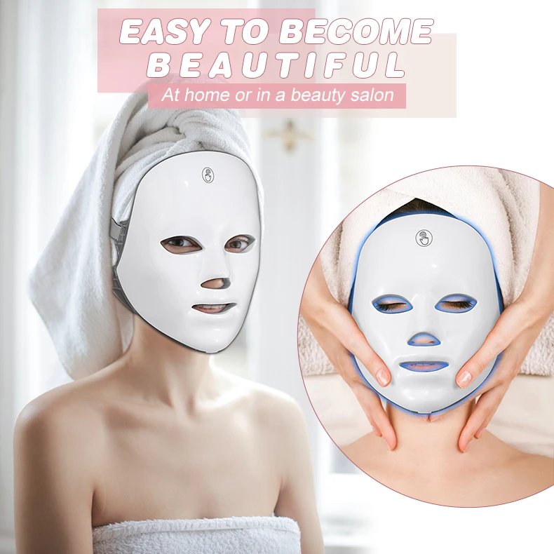 Rechargeable Facial LED Mask 7 Colors LED Home Face Lifting Whitening Beauty Device