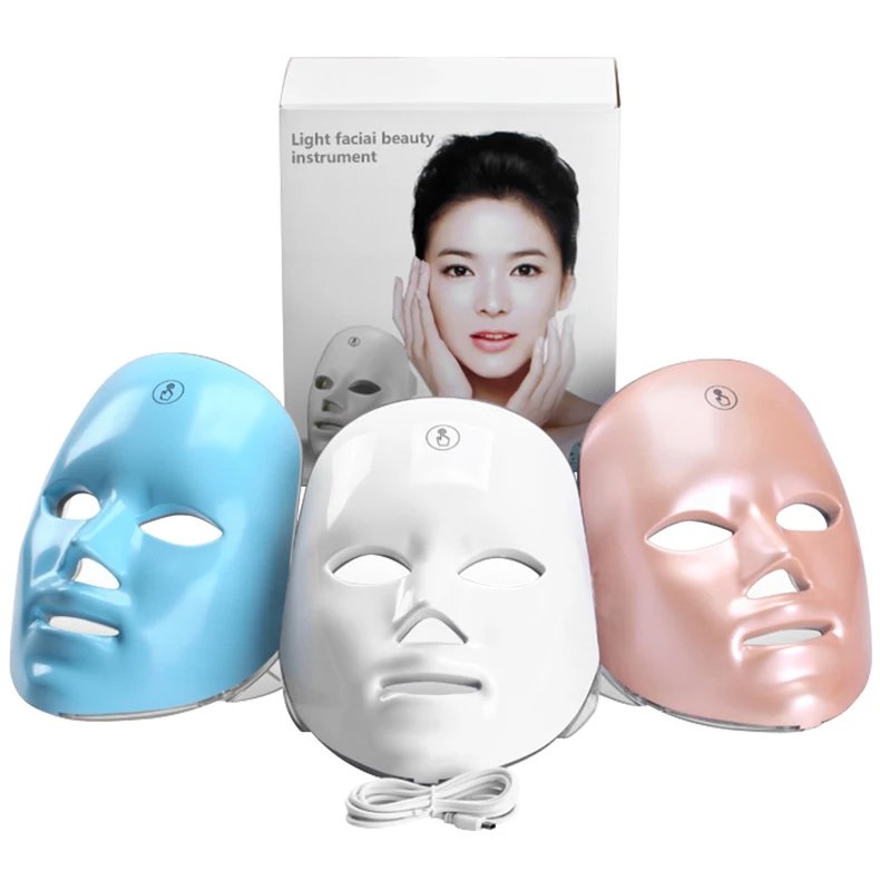 Rechargeable Facial LED Mask 7 Colors LED Home Face Lifting Whitening Beauty Device