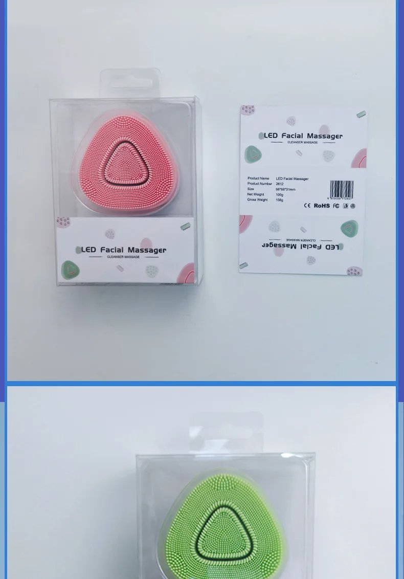 Silicone Waterproof USB Rechargeable EMS Phototherapy Cleansing Massager Heating Vibration Pore Cleaning Face Care Silicone Beauty Cleansing Brush