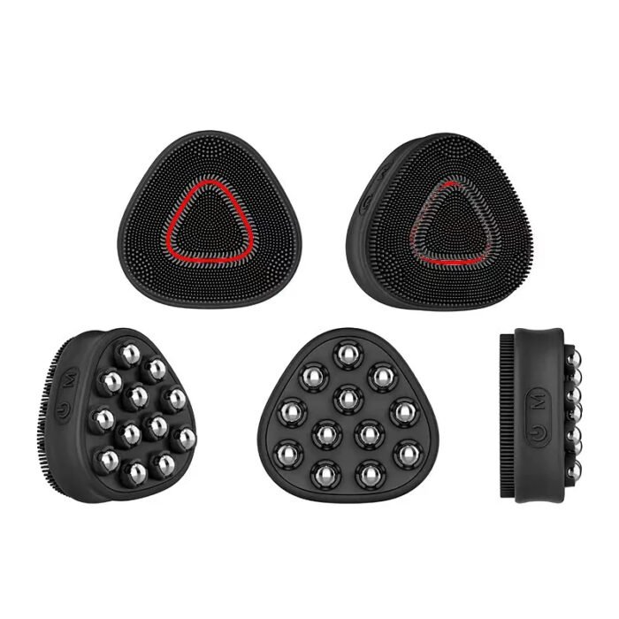 Silicone Waterproof USB Rechargeable EMS Phototherapy Cleansing Massager Heating Vibration Pore Cleaning Face Care Silicone Beauty Cleansing Brush