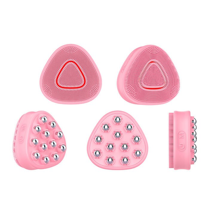 Silicone Waterproof USB Rechargeable EMS Phototherapy Cleansing Massager Heating Vibration Pore Cleaning Face Care Silicone Beauty Cleansing Brush