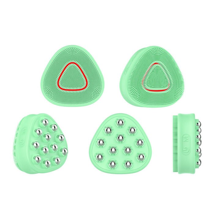 Silicone Waterproof USB Rechargeable EMS Phototherapy Cleansing Massager Heating Vibration Pore Cleaning Face Care Silicone Beauty Cleansing Brush