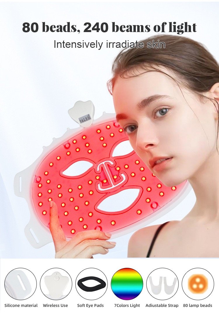 Wireless LED Face Mask 7 Color Red Light Therapy Mask for Wrinkle Reduction Anti Aging (2)