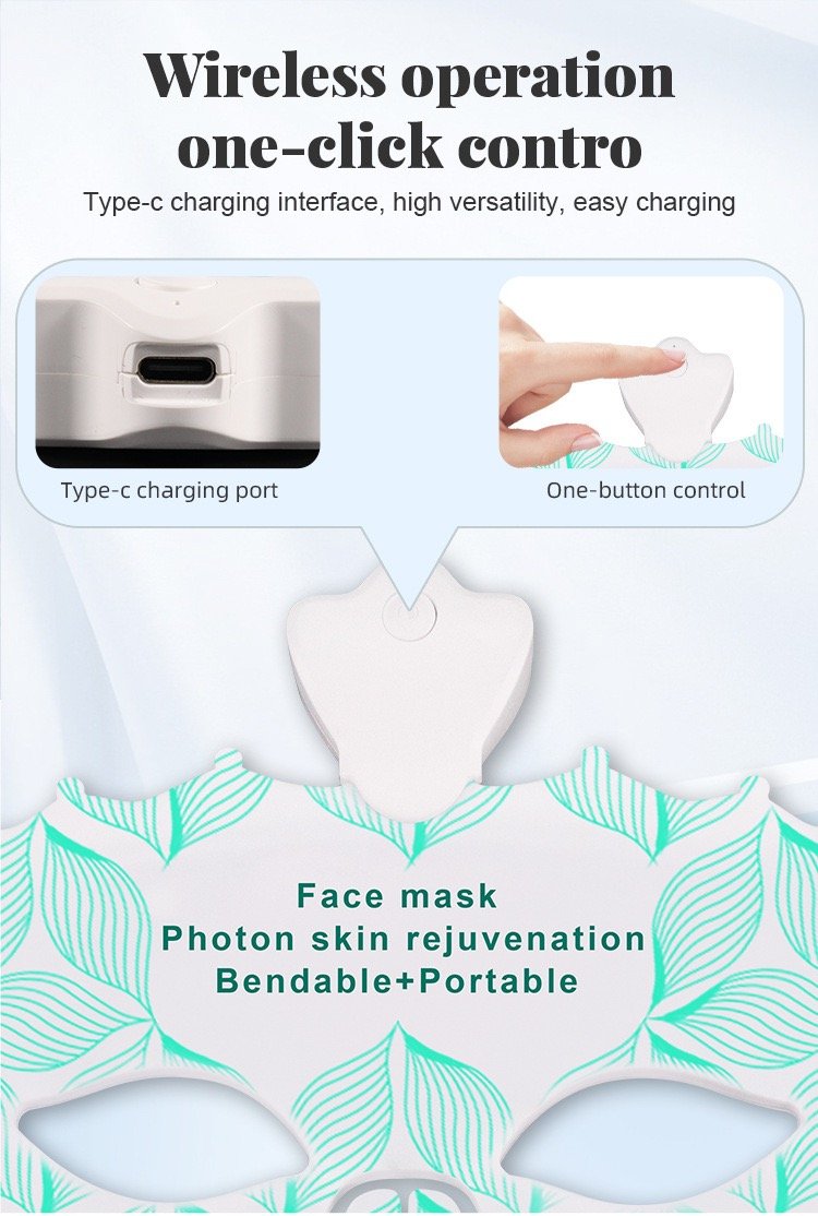 Wireless LED Face Mask 7 Color Red Light Therapy Mask for Wrinkle Reduction Anti Aging (2)