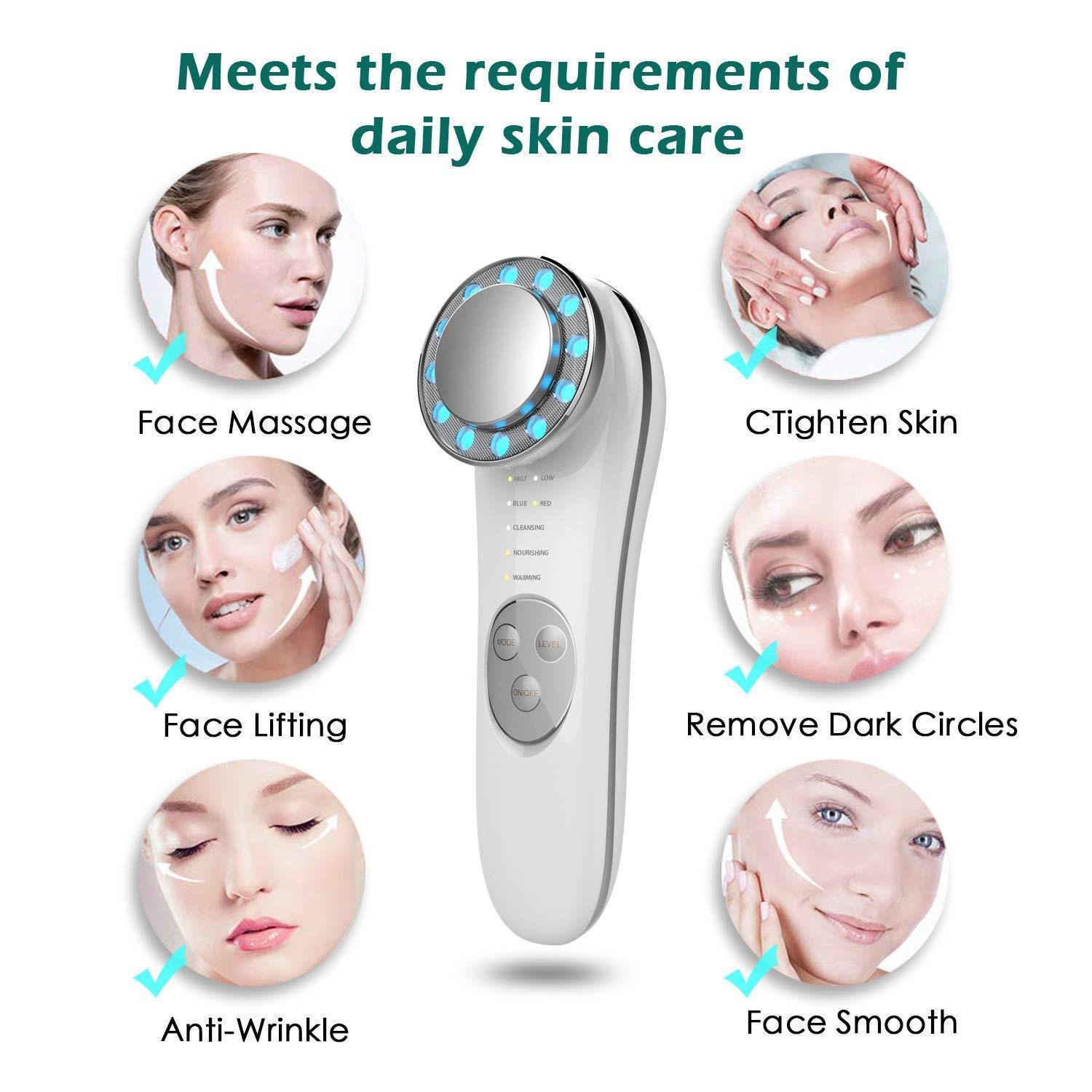 7 in 1 Microcurrent Facial Device Skin Rejuvenation Tightening Face Massager Multifunctional Face Tools