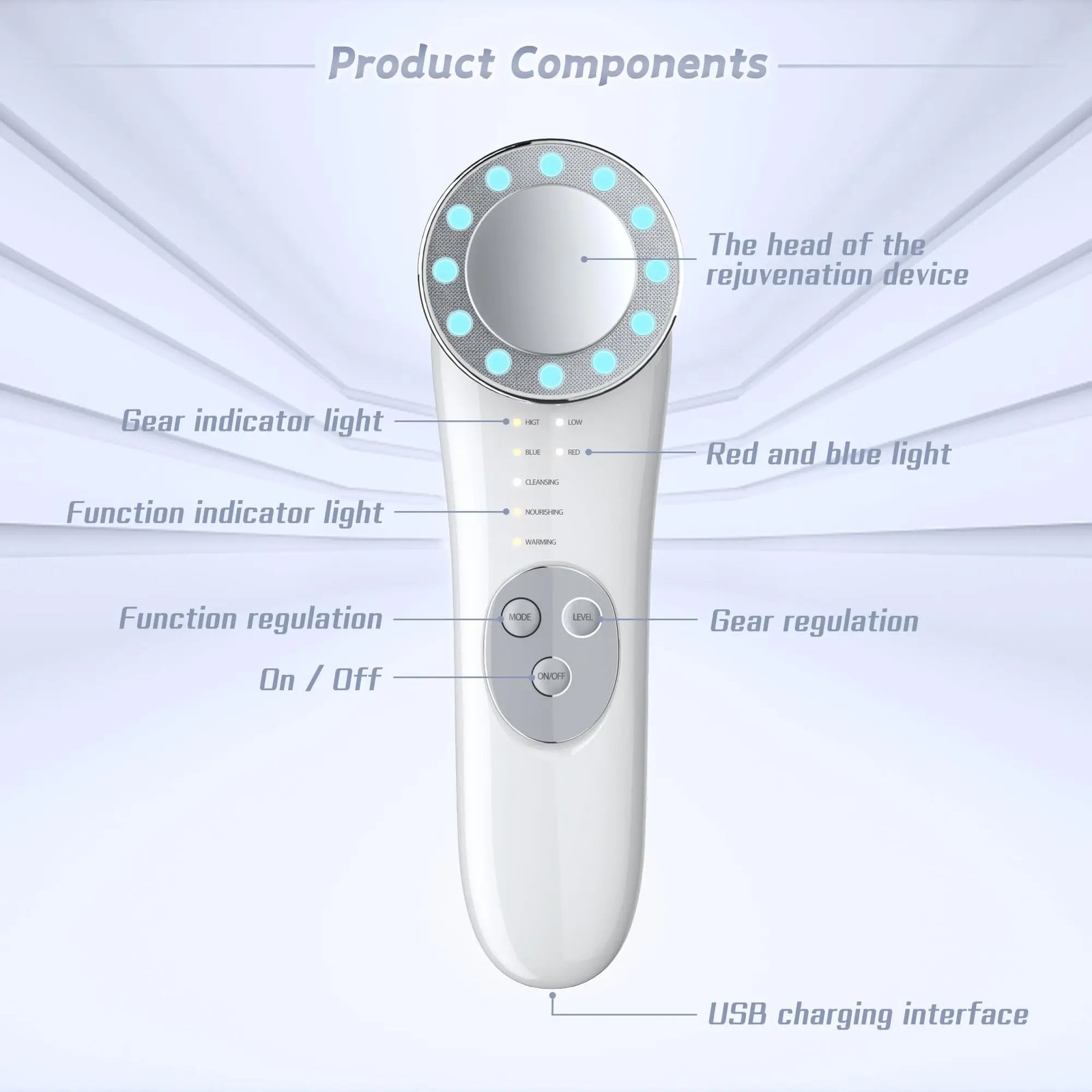 7 in 1 Microcurrent Facial Device Skin Rejuvenation Tightening Face Massager Multifunctional Face Tools