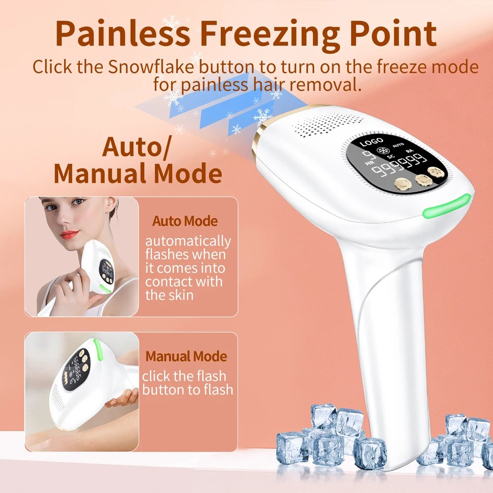 Armpit Body Ice Epilation Machine Magnetic Replaceable Heads Painless Cooling Depilator Device Permanent Epilator