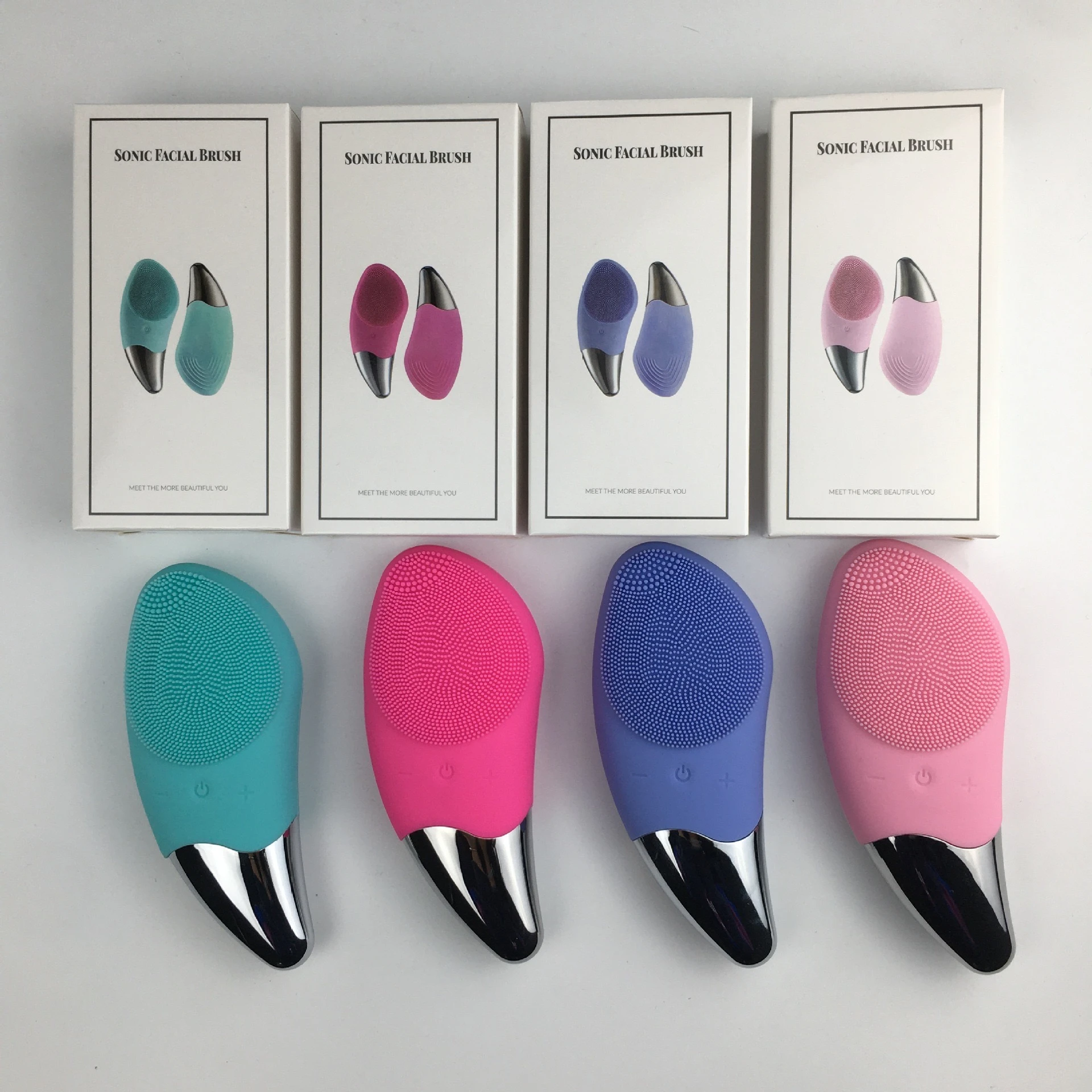 Custom Popular Handheld Sonic Facial Cleansing Brush logo Packaging