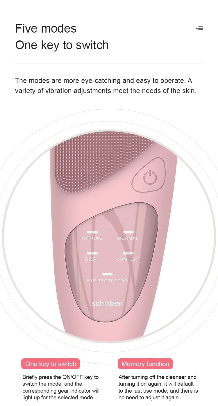 Deep Cleansing Waterproof Silicone Sonic Facial Cleansing Brush Face Message Home Use