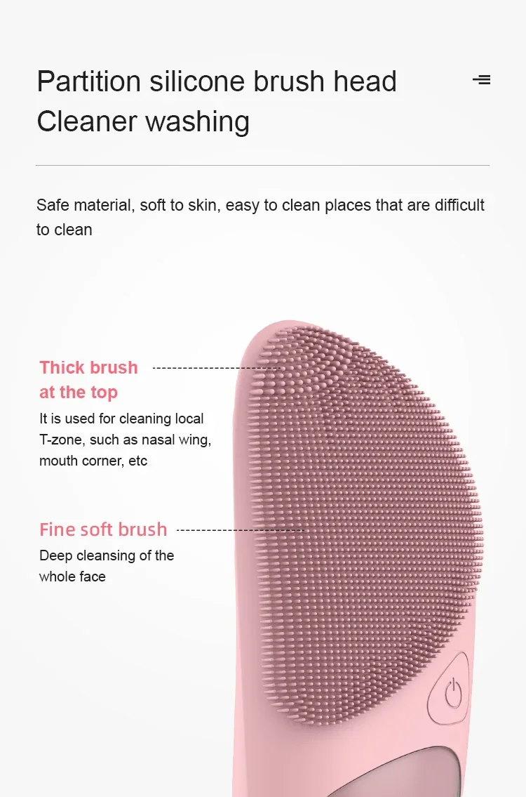 Deep Cleansing Waterproof Silicone Sonic Facial Cleansing Brush Face Message Home Use