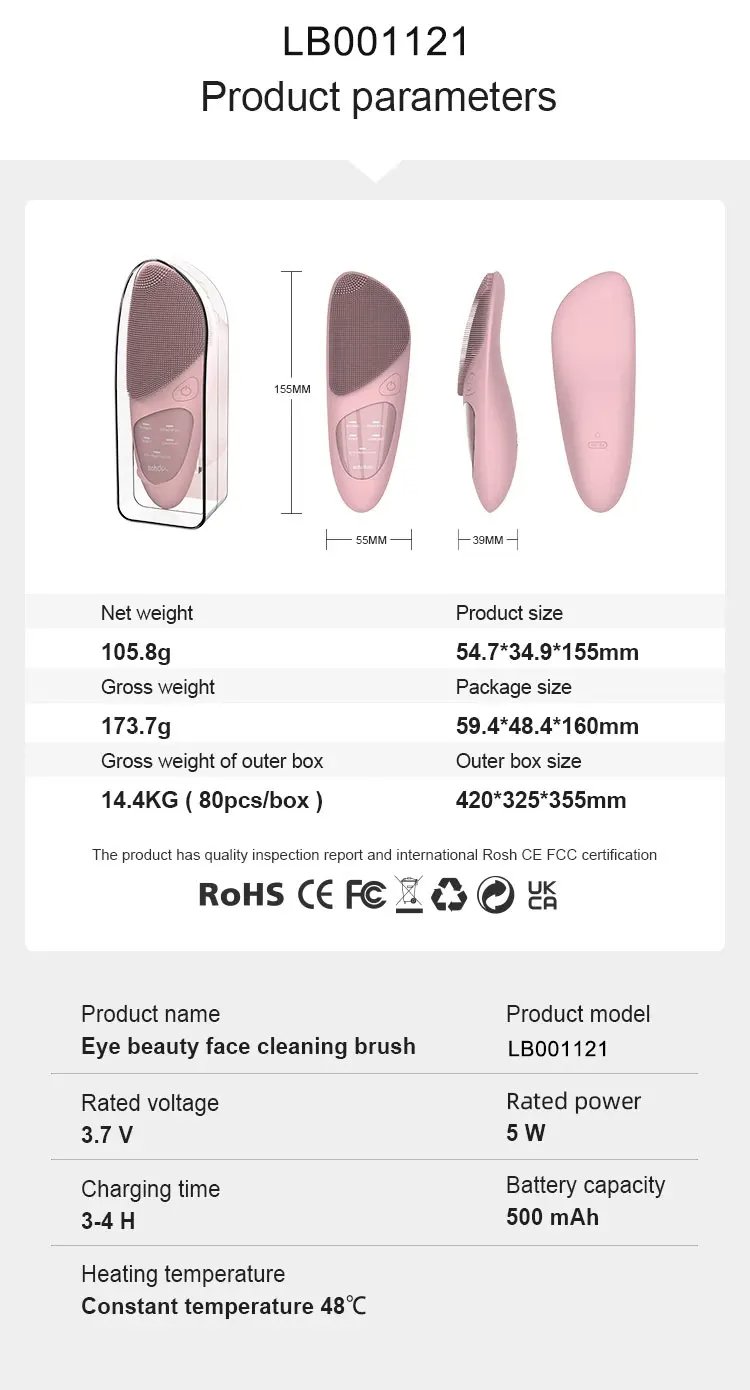 Deep Cleansing Waterproof Silicone Sonic Facial Cleansing Brush Face Message Home Use