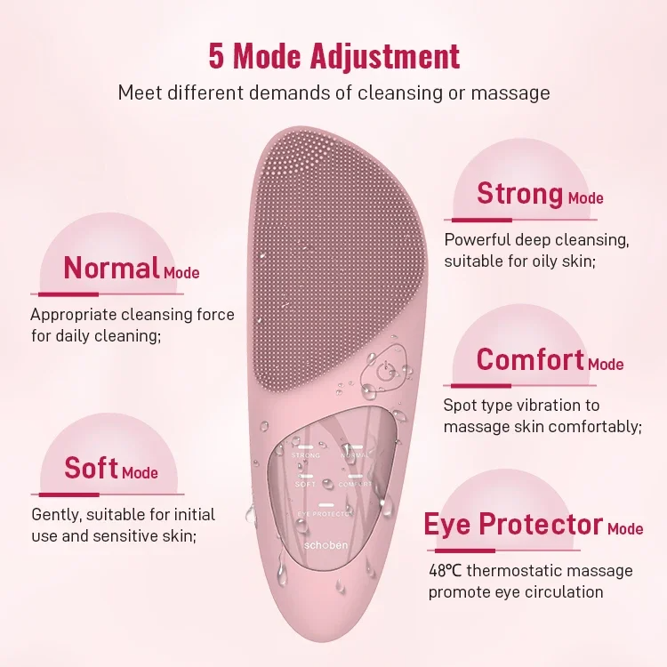 Deep Cleansing Waterproof Silicone Sonic Facial Cleansing Brush Face Message Home Use