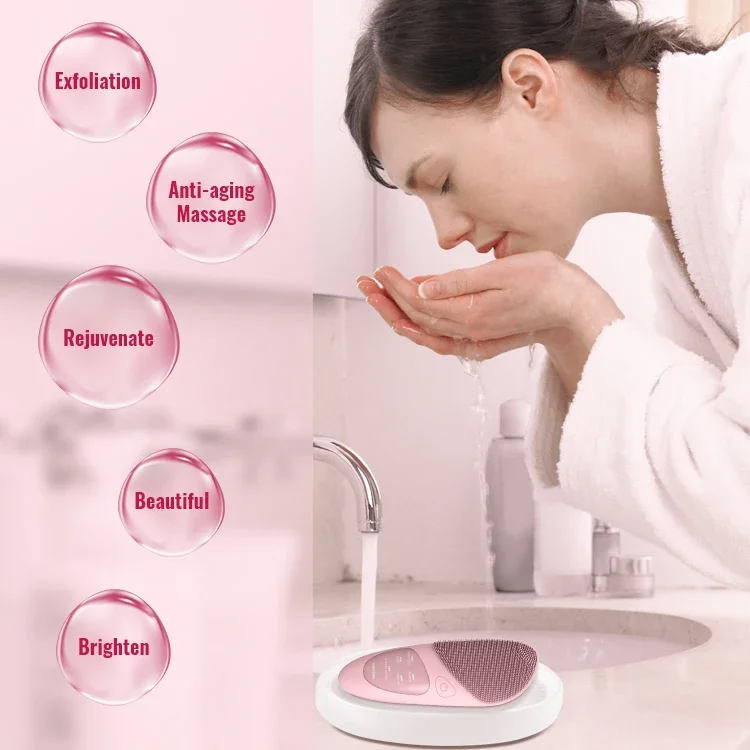 Deep Cleansing Waterproof Silicone Sonic Facial Cleansing Brush Face Message Home Use