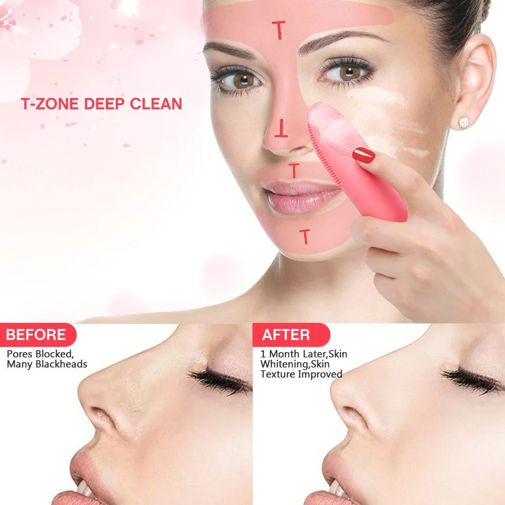 Dual-use Silicone Facial Cleansing Brush IPX7 Waterproof Electric Face Cleanser Massager Brush Rechargeable Silicone Brush
