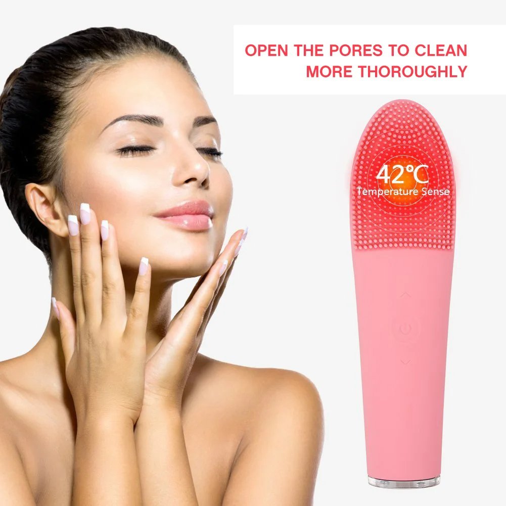 Dual-use Silicone Facial Cleansing Brush IPX7 Waterproof Electric Face Cleanser Massager Brush Rechargeable Silicone Brush