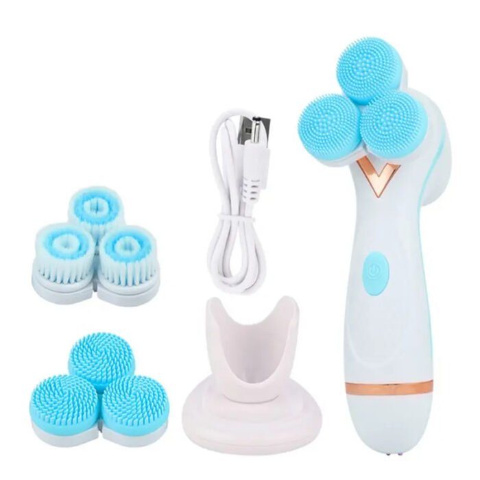 Electric Exfoliating Massage Device Rotating Spa Deep Cleaning Exfoliation Facial Cleansing Brush Face Scrubber 3 in 1