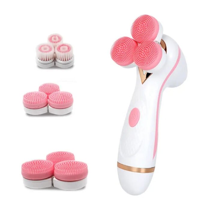 Electric Exfoliating Massage Device Rotating Spa Deep Cleaning Exfoliation Facial Cleansing Brush Face Scrubber 3 in 1