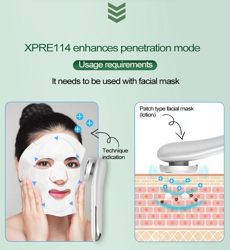Face Beauty Device EMS Skin Rejuvenation Recharging 800mAh Deep Cleaning Face Massager
