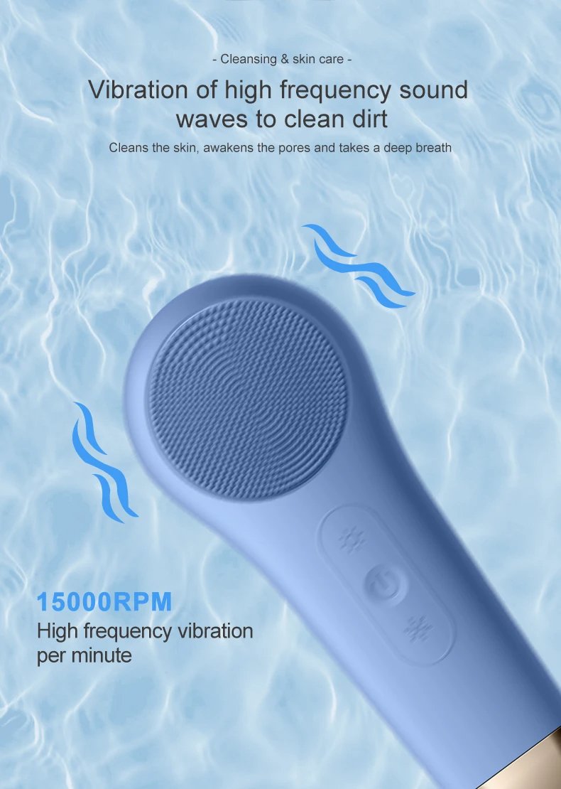 3 in 1 Facial Cleansing Brush Electric Silicone Waterproof Magnetic USB Charging Warm Cold Sonic Vibration Massager Face Scrubber