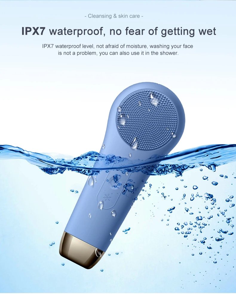 3 in 1 Facial Cleansing Brush Electric Silicone Waterproof Magnetic USB Charging Warm Cold Sonic Vibration Massager Face Scrubber