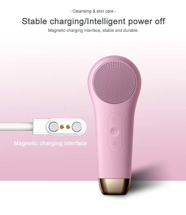 3 in 1 Facial Cleansing Brush Electric Silicone Waterproof Magnetic USB Charging Warm Cold Sonic Vibration Massager Face Scrubber