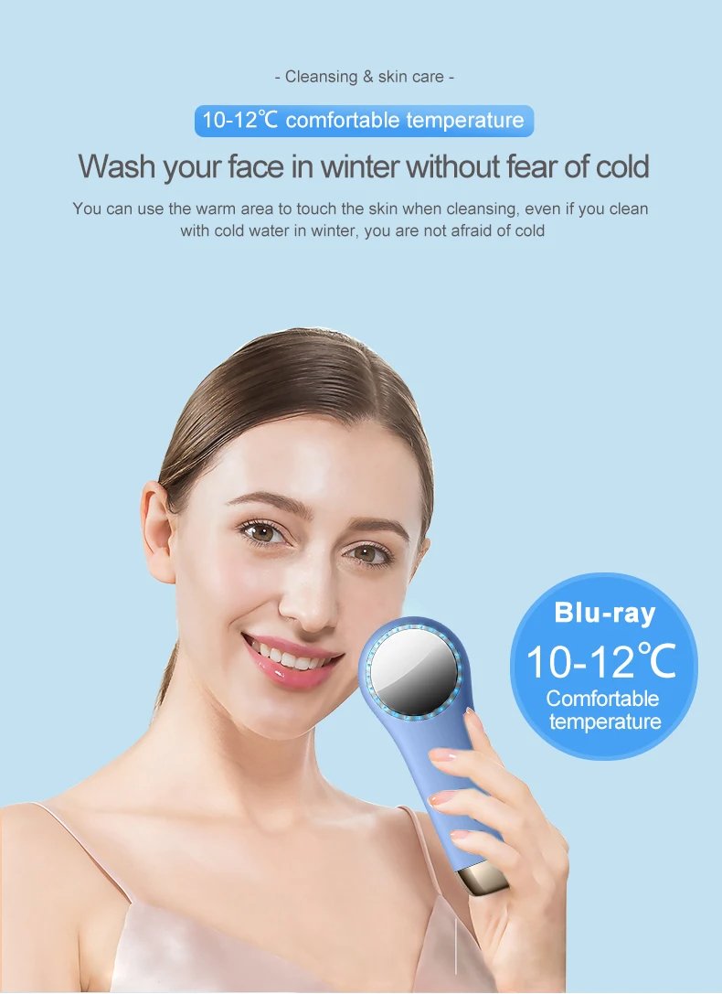 3 in 1 Facial Cleansing Brush Electric Silicone Waterproof Magnetic USB Charging Warm Cold Sonic Vibration Massager Face Scrubber