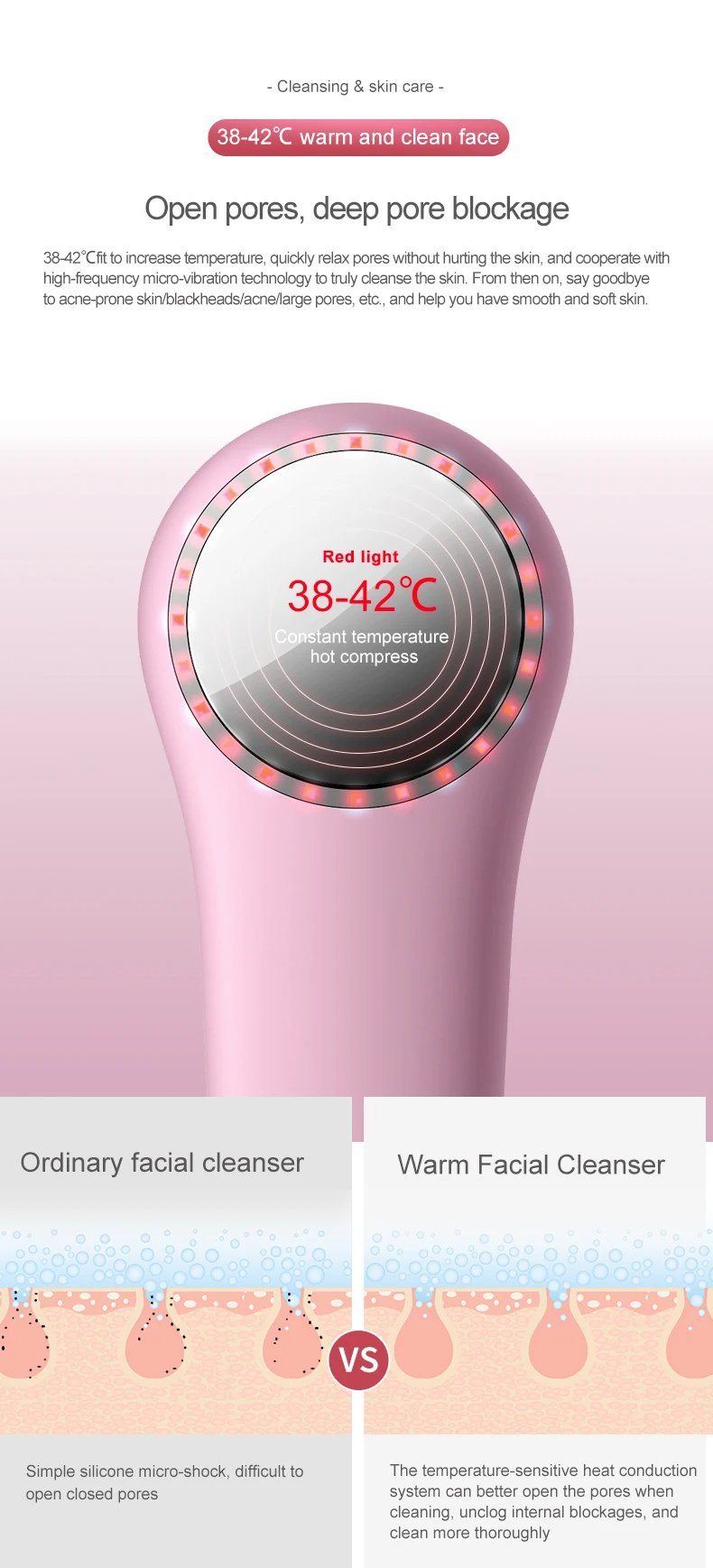 3 in 1 Facial Cleansing Brush Electric Silicone Waterproof Magnetic USB Charging Warm Cold Sonic Vibration Massager Face Scrubber