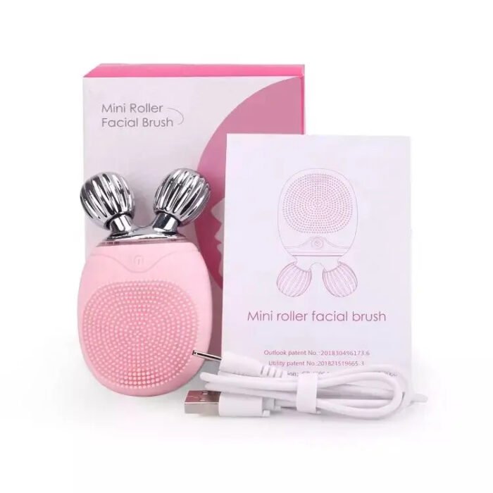 High Frequency Vibration Waterproof IPX7 Rechargeable Silicone Facial Cleansing Brush Face Roller