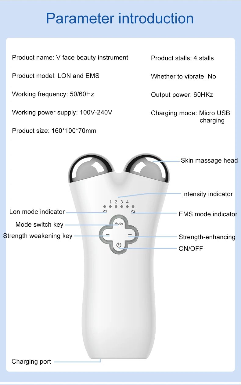 Home Use EMS Microcurrent Facial Massage Instrument Electric Face And Neck Lift Massager
