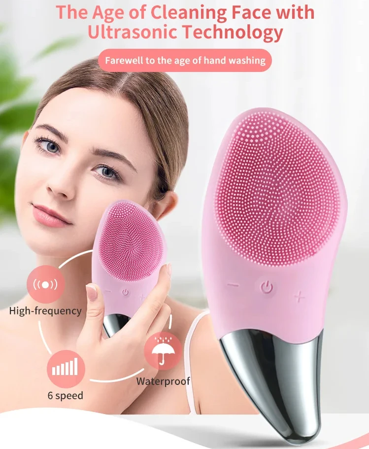 IPX7 Waterproof Sonic Vibrating Facial Cleansing Brush Daily Skincare Wholesale