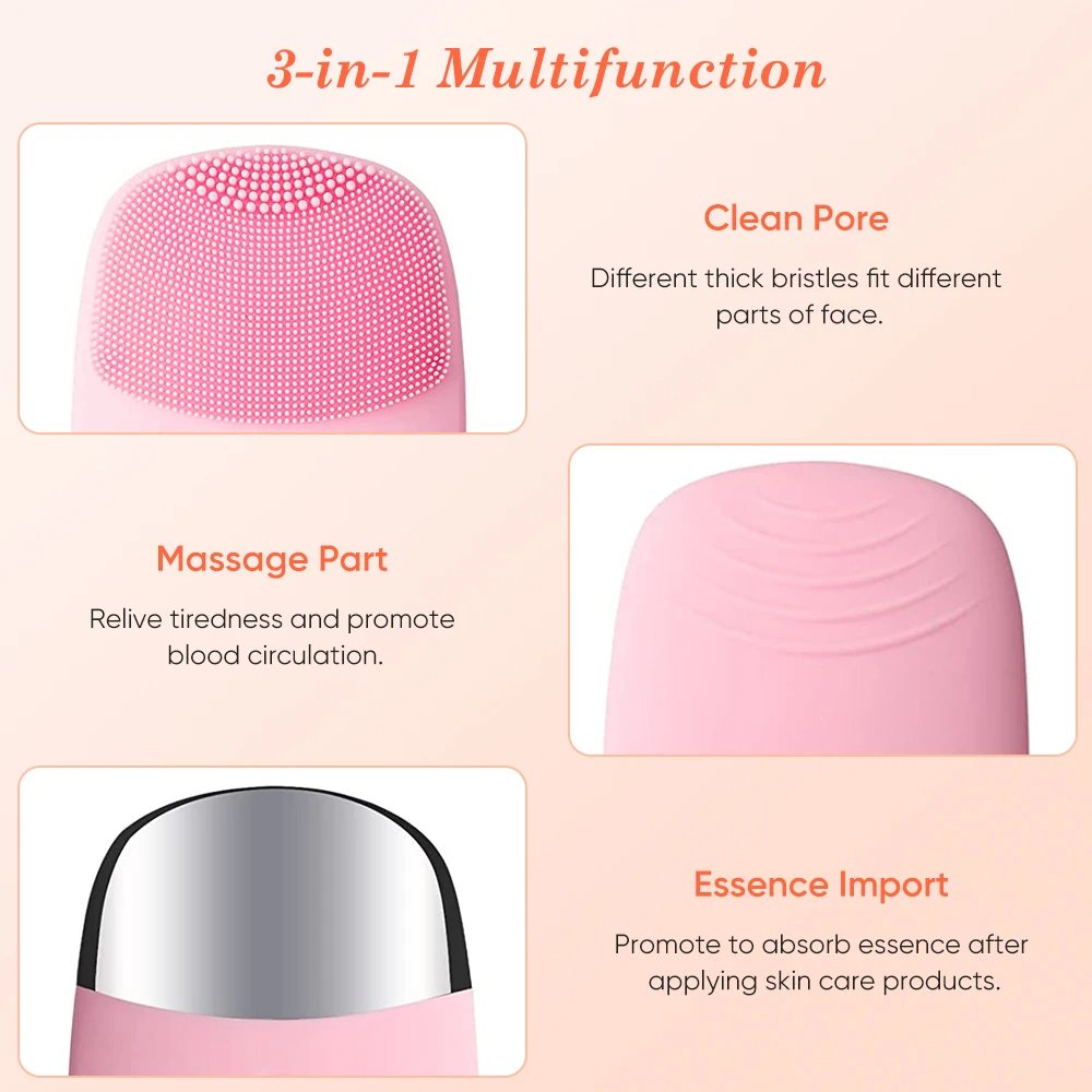 Ipx 7 Waterproof Electric Skin Care Face Brush Cleanser Electric Facial Brush Silicone Facial Cleaning Brush Cleaner