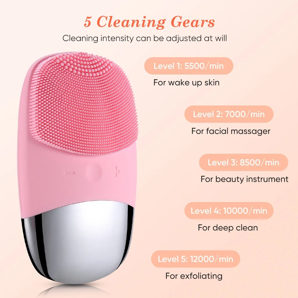 Ipx 7 Waterproof Electric Skin Care Face Brush Cleanser Electric Facial Brush Silicone Facial Cleaning Brush Cleaner